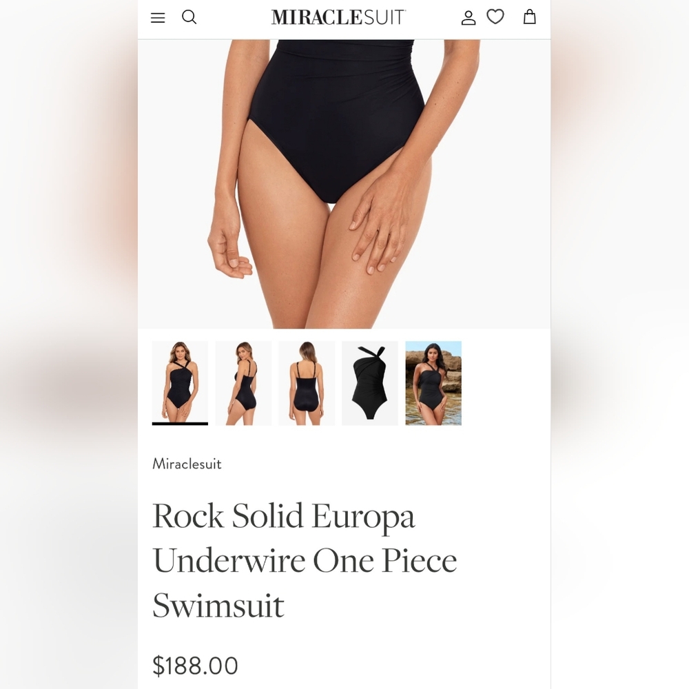 Miraclesuit Europa Black Halter Swimsuit, Size 8